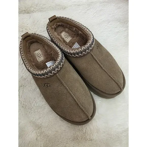 UGG Tazz Platform Slippers Hickory Brown Suede Women’s Size 7 New - Picture 2 of 16
